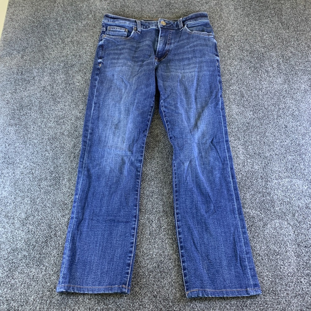 Express Jeans Men 29x32 (Fits 29x26) Blue Denim 4-Way Hyper Stretch Straight Leg